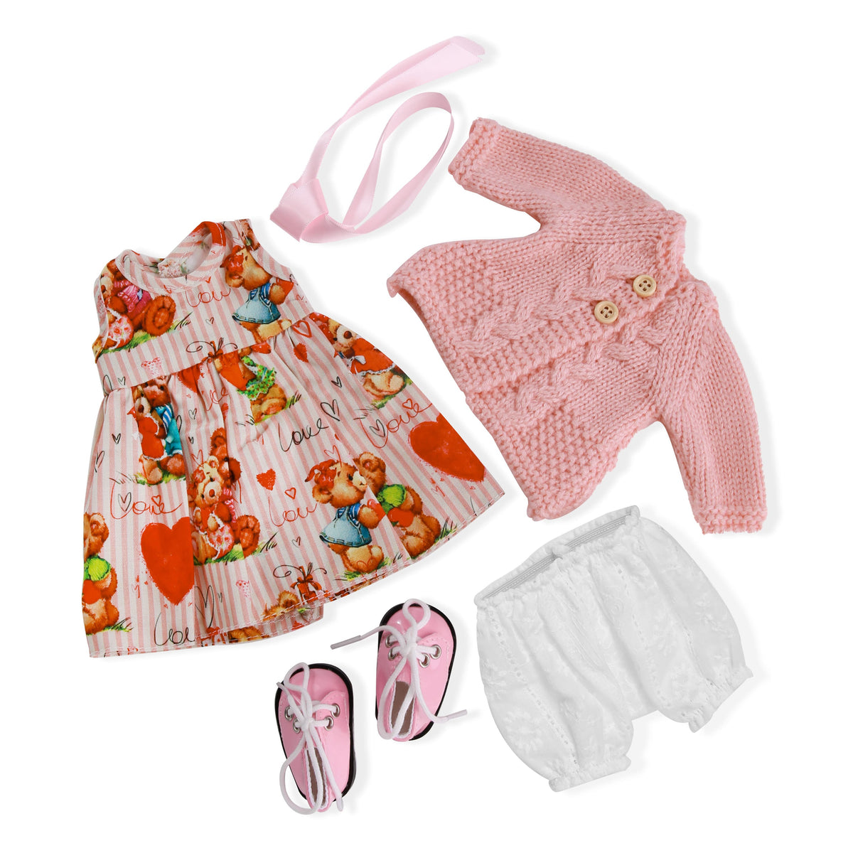 BlissfulPixie 12" Waldorf Handmade Doll Clothing Set Baby Girl Clothes Washable