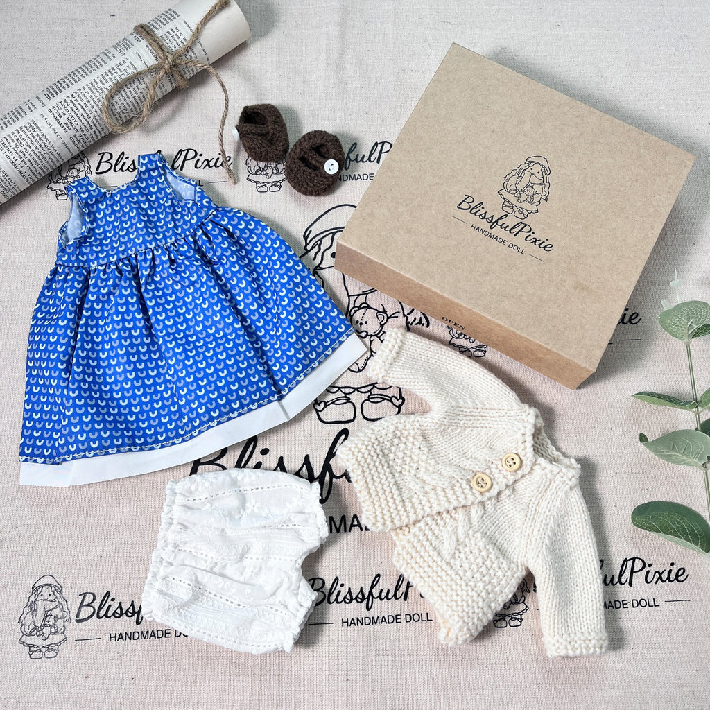 BlissfulPixie 12" Waldorf Handmade Doll Clothing Set Baby Girl Clothes Washable