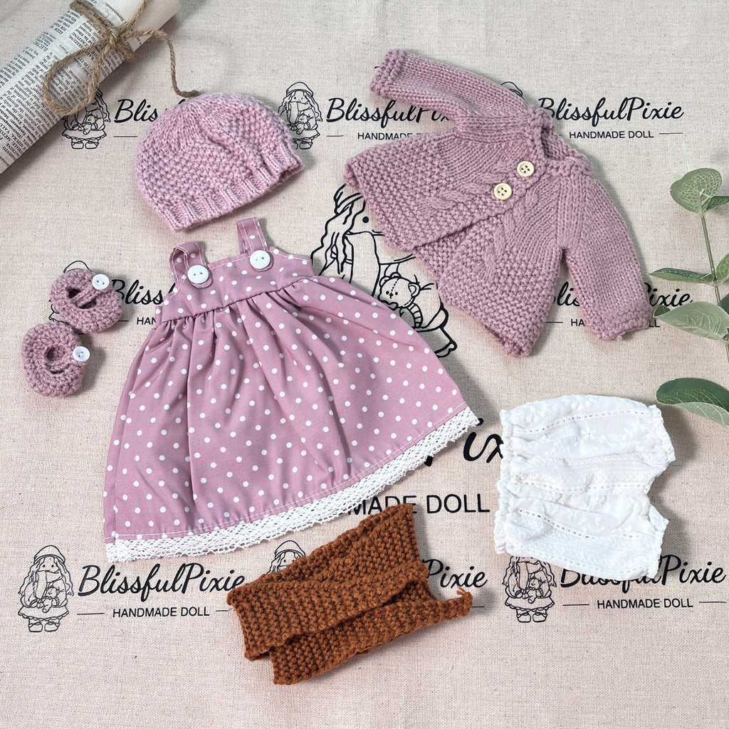 BlissfulPixie 12" Waldorf Handmade Doll Clothing Set Baby Girl Clothes Washable