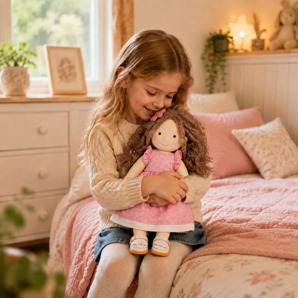 [Halloween Limited Edition ] BlissfulPixie 12" Waldorf Doll Amy, Handmade Soft Rag Doll for Girls with DIY Hair Styling Kit, 4 Color Hair Set, Teddy Bear, Makeup Tools & Gift Box Set, Creative Birthday Christmas Gift-BlissfulPixie